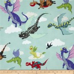 Alexander Henry Fabrics - Kids - Dragons Flight in Light Blue