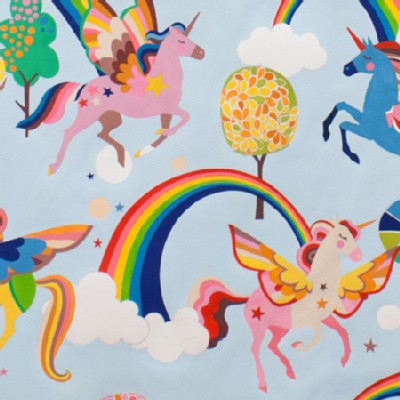 Alexander Henry Fabrics - Kids - Magic Rainbow Shine - Unicorns in Aqua