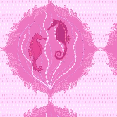 Andover - Full Moon Lagoon - Sea Horses in Pink