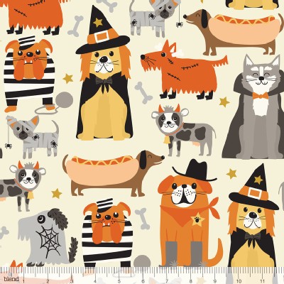 Blend Fabrics - Halloween - Boo Crew - Howling in Ivory
