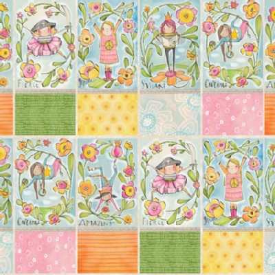 Blend Fabrics - Kids - Sugar and Spice - Girl Power Panel - 24in in Multi