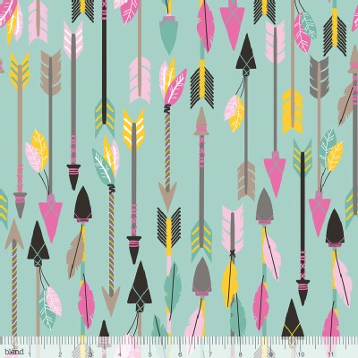 Blend Fabrics - Luckie - Quills Arrows in Turquoise