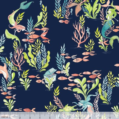 Blend Fabrics - Mermaid Days - At the Bottom of the Sea in Navy