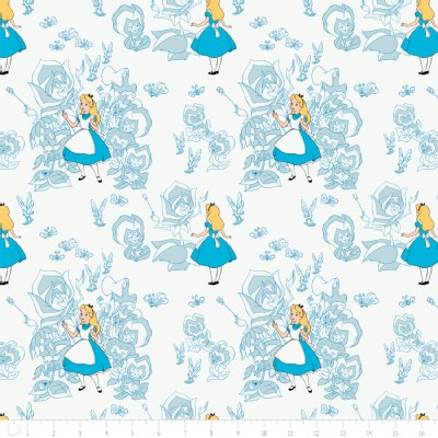 Camelot Fabrics - Alice In Wonderland - Golden Afternoon Tolile in Light Blue