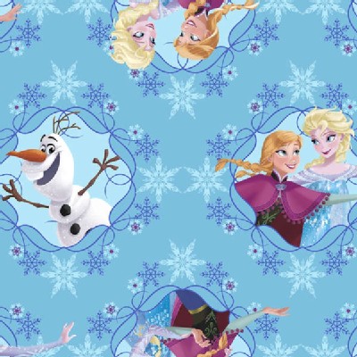 Character Prints - Princess - Frozen Ice Skating Framed in Aqua