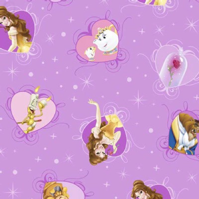 Character Prints - Princess - Beauty Beast Film Hearts in Lavender