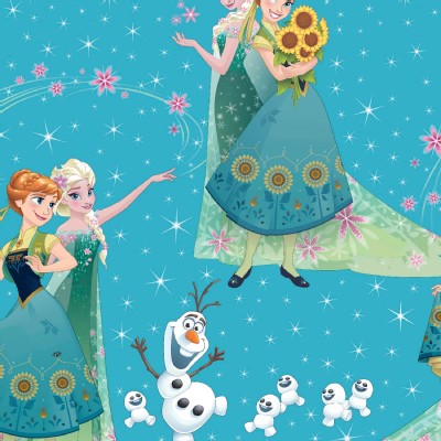 Character Prints - Princess - Frozen Sisters and Olaf in Teal