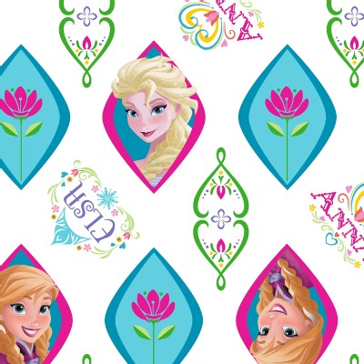 Character Prints - Princess - Frozen Sisters Ogee in White