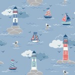 Lewis And Irene - Coastal - Lighthouse in Sea Blue