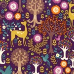 Michael Miller Fabrics - Kids - Norwegian Woods Too - Fantasy Forest in Purple