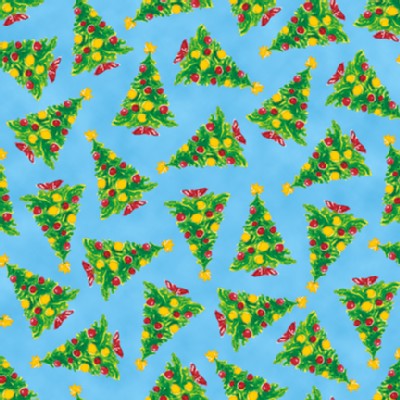 Quilting Treasures - Elf on the Shelf - Christmas Trees in Blue