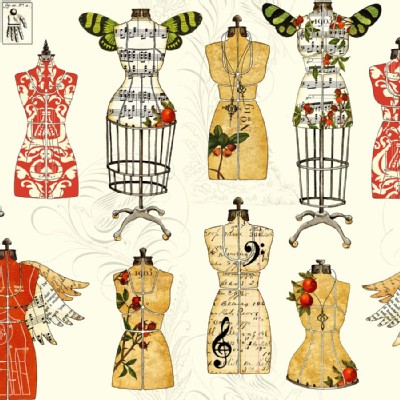 Quilting Treasures - Handmaidens - Angel Band - Dress Forms in Ecru