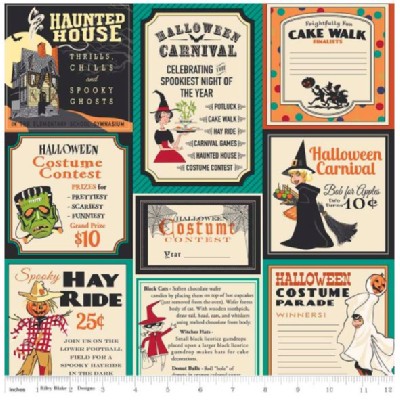 Riley Blake Designs - Halloween - Treat Cards Main in Teal