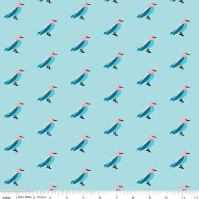 Riley Blake Designs - Knit Prints - Idele Wild Birds in Blue
