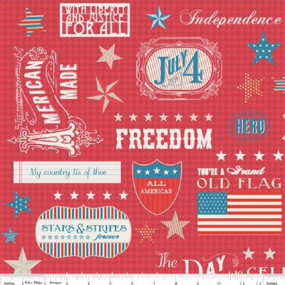 Riley Blake Designs - Stars and Stripes - Words in Red