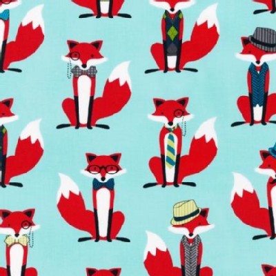 Robert Kaufman Fabrics - Fox and The Houndstooth - Foxes in Aqua