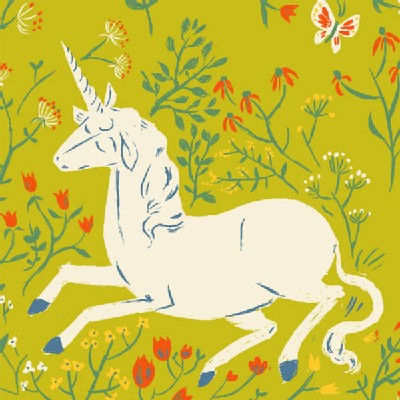 Windham Fabrics - Far Far Away - Unicorn in Green