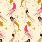 Windham Fabrics - Mendocino - Underwater Sisters in Cream / Dark Pink